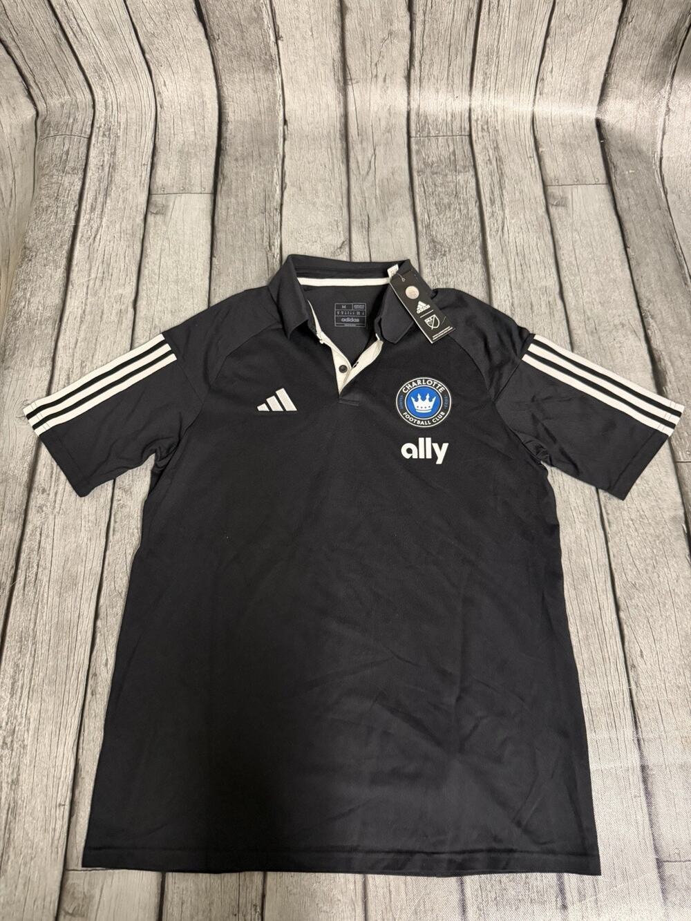 NWT Men’s Adidas Charlotte FC Training SS Polo Shirt Medium Regular Fit Black